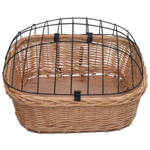 Coș frontal bicicletă cu capac, 50x45x35 cm, salcie naturală - Img 7