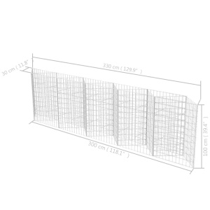 Coș gabion, 300 x 30 x 100 cm, oțel galvanizat - Img 5
