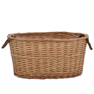 Coș lemne foc mânere de transport natural 58x42x29 cm salcie - Img 4
