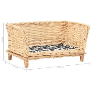 Coș pentru câini cu pernă, 50x33x35 cm, salcie naturală - Img 5