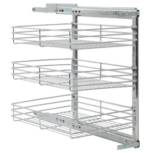 Coș sârmă bucătărie retractabil 3 niveluri argintiu 47x35x56 cm - Img 7