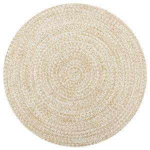 Covor manual, alb și natural, 150 cm, iută