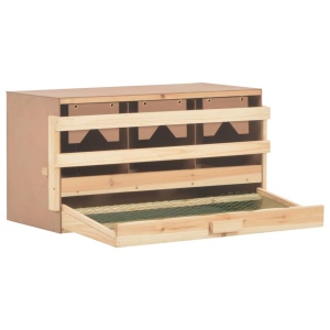 Cuibar găini cu 3 compartimente, 72x33x38 cm, lemn masiv pin - Img 4