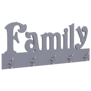 Cuier de perete FAMILY, gri, 74 x 29,5 cm