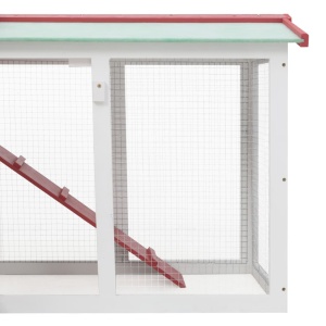 Cușcă exterior pentru iepuri mare roșu&amp;alb 145x45x85 cm lemn - Img 4