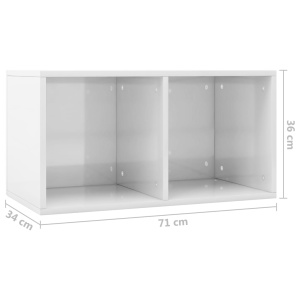 Cutie de depozitare vinyl-uri, alb lucios, 71 x 34 x 36 cm, PAL - Img 5