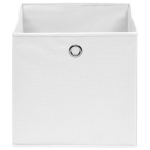 Cutii depozitare, 10 buc., alb, 32x32x32 cm, textil - Img 4