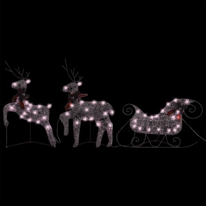 Decor de Crăciun cu reni și sanie, 60 LED-uri, auriu, exterior - Img 3