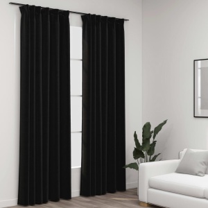 Draperie opacă, aspect de in, antracit, 290 x 245 cm, cârlige