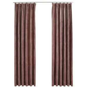 Draperii opace 2 buc. roz antichizat 140x225 cm catifea cârlige - Img 2