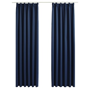 Draperii opace cu cârlige, 2 buc., albastru, 140 x 175 cm - Img 2