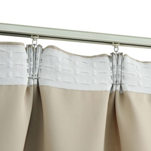 Draperii opace cu cârlige, 2 buc., bej, 140 x 225 cm - Img 3