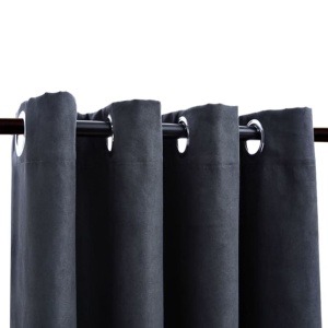 Draperii opace cu inele metalice, 2 buc, antracit, 140 x 245 cm - Img 4