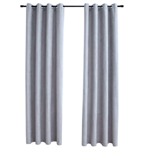 Draperii opace cu inele metalice, 2 buc., gri, 140 x 175 cm - Img 2