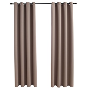 Draperii opace cu inele metalice, 2 buc, gri taupe, 140x175 cm - Img 2