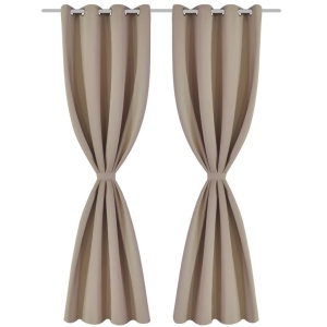 Draperii opace cu ocheți metalici, 2 buc, 135 x 175 cm, crem - Img 2