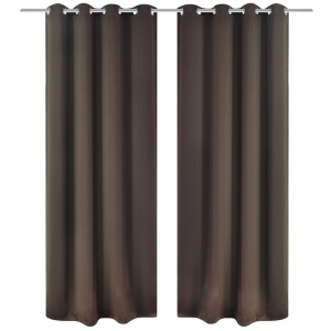Draperii opace cu ocheți metalici, 2 buc, 135 x 175 cm, maro