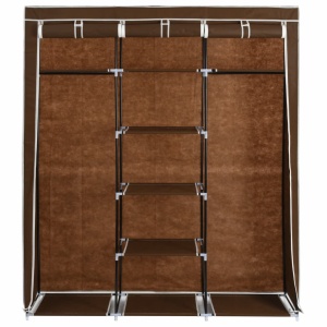 Dulap cu bare și compartimente, maro, 150x45x175 cm, textil - Img 5