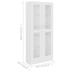 Dulap cu vitrină, alb, 82,5 x 30,5 x 185,5 cm, PAL - Img 7