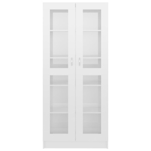 Dulap cu vitrină, alb extralucios, 82,5 x 30,5 x 185,5 cm, PAL - Img 5