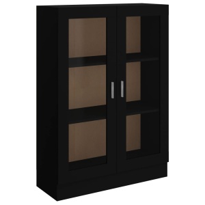 Dulap cu vitrină, negru, 82,5 x 30,5 x 115 cm, PAL - Img 2