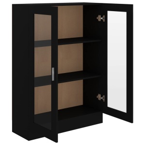 Dulap cu vitrină, negru, 82,5 x 30,5 x 115 cm, PAL - Img 8