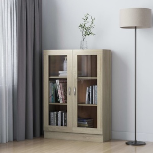 Dulap cu vitrină, stejar Sonoma, 82,5 x 30,5 x 115 cm, PAL