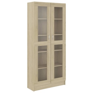 Dulap cu vitrină, stejar Sonoma, 82,5 x 30,5 x 185,5 cm, PAL - Img 2