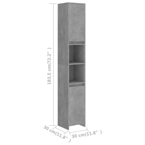 Dulap de baie, gri beton, 30 x 30 x 183,5 cm, PAL - Img 7