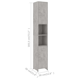 Dulap de baie, gri beton, 30 x 30 x 183,5 cm, PAL - Img 10
