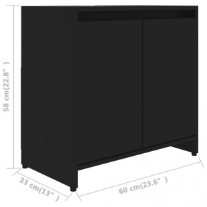Dulap de baie, negru, 60 x 33 x 58 cm, PAL - Img 10