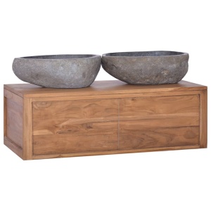 Dulap de baie suspendat, 90 x 45 x 30 cm, lemn masiv de tec