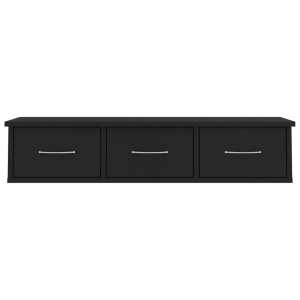 Dulap de perete cu sertare, negru, 88x26x18,5 cm, PAL - Img 4