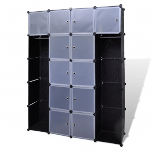 Dulap modular 14 compartimente alb și negru 37 x 146 x 180,5 cm - Img 2