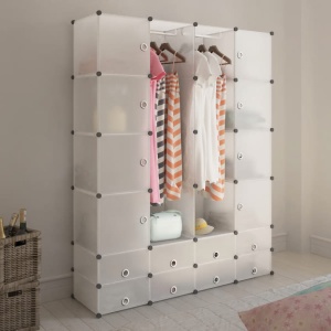 Dulap modular cu 18 compartimente alb 37 x 146 x 180,5 cm