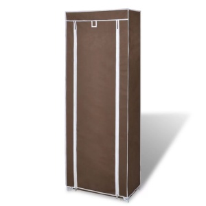 Dulap pantofi cu husă din material textil 57 x 29 x 162 cm, Maro - Img 3