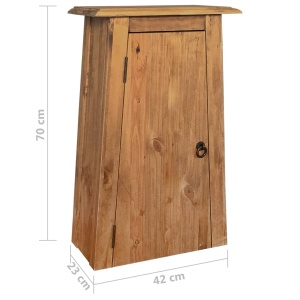 Dulap suspendat baie, lemn masiv de pin reciclat, 42x23x70 cm - Img 9