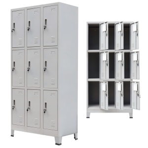 Dulap vestiar cu 9 compartimente, oțel, 90 x 45 x 180 cm, gri - Img 4