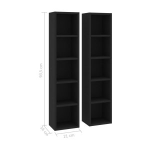 Dulapuri CD-uri, 2 buc., negru, 21 x 16 x 93,5 cm, PAL - Img 5