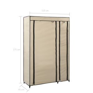 Dulapuri pliabile de haine 2 buc. crem 110x45x175 cm țesătură - Img 7