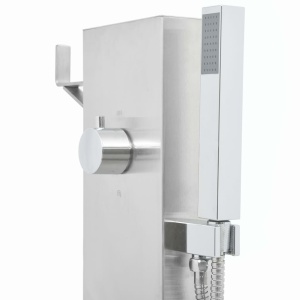 Duș de exterior cu cădiță, WPC și oțel inoxidabil - Img 6