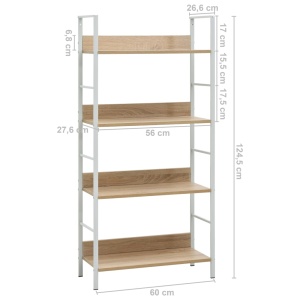 Etajeră cărți cu 4 rafturi, stejar, 60 x 27,6 x 124,5 cm, PAL - Img 6