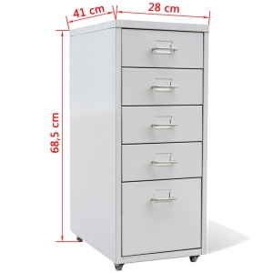Fișet cu 5 sertare gri 68,5 cm oțel - Img 6