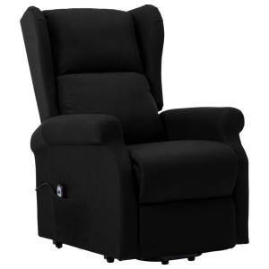 Fotoliu cu ridicare pe verticală, negru, material textil - Img 3