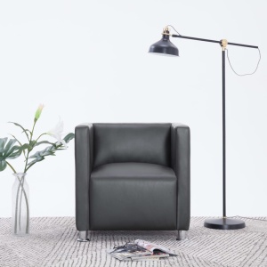 Fotoliu cubic, gri, piele ecologică