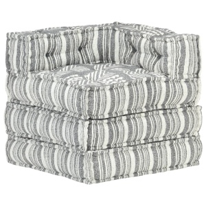Fotoliu puf modular, gri cu dungi, material textil - Img 7