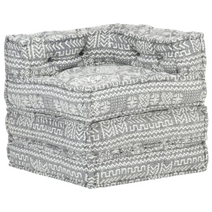 Fotoliu puf modular, gri deschis, material textil - Img 5