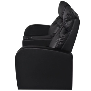 Fotoliu rabatabil cu 2 locuri, piele artificială, negru - Img 7