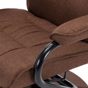 Fotoliu rabatabil cu taburet, maro, material textil - Img 7