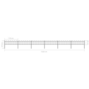 Gard de grădină cu vârf curbat, negru, 10,2 x 0,6 m, oțel - Img 5